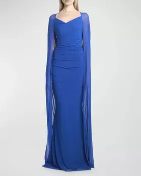 Платье-накидка из эластичного тюля Talbot Runhof, цвет Royal Blue