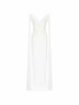 Платье-накидка с аппликацией Roland Mouret, белый