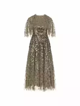 Платье-накидка с пайетками Needle & Thread, зелёный