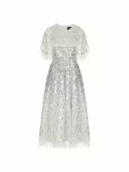 Платье-накидка с пайетками Needle & Thread, синий