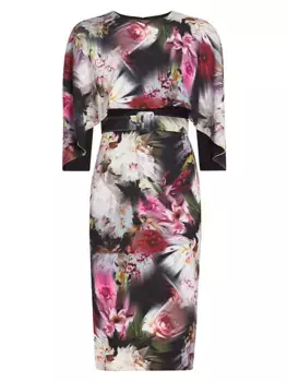 Платье-накидка с принтом Badgley Mischka, черный