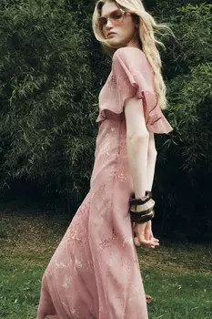Платье-накидка с принтом ZARA, розовый