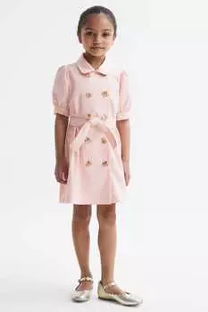 Платье Naomi с поясом и рукавами-фонариками Reiss, розовый