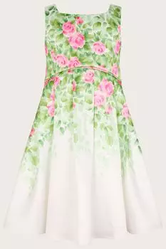 Платье натурального цвета с растительным принтом и мотивом розы Monsoon