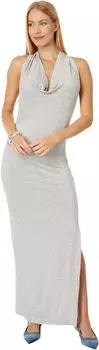 Платье Neeta с разрезом по бокам и бретельками на шее Norma Kamali, светло-серый