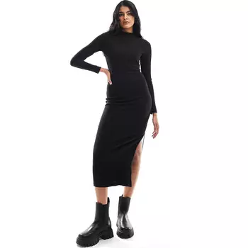Платье New Look High Neck Long Sleeve Midi, черный