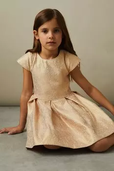Платье Nia со складками и рукавами металлик Reiss, желтый