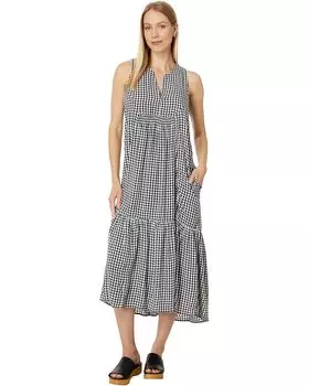 Платье NIC+ZOE Drapey Gingham Dress, черный мульти