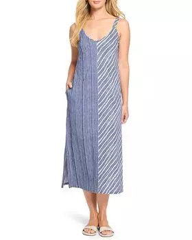 Платье NIC+ZOE Mixed Strip V-neck Tank Dress, цвет Indigo Multi