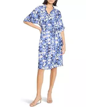 Платье NIC+ZOE Shibori Stone Belted Devon Dress, синий мульти