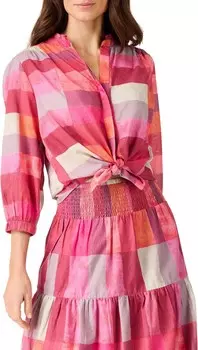 Платье NIC+ZOE Sunset Plaid Cotton Girlfriend Shirt, цвет Pink Multi