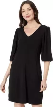 Платье NIC+ZOE V-Neck Femme Sleeve Dress, цвет Black Onyx