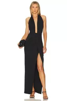 Платье NICHOLAS Amrita Plunge Halter Neck Gown, черный