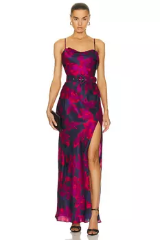 Платье Nicholas Belira Cowl Neck Gown, цвет Magenta Blurred Floral Print