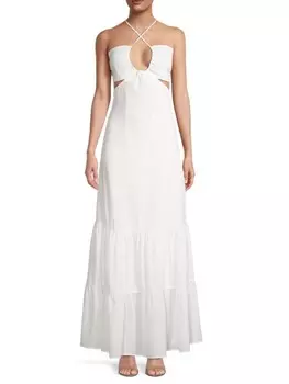 Платье Nicole Miller макси с вырезом, белый