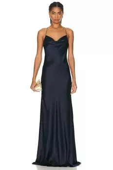 Платье Nili Lotan Marianne Silk Gown, цвет Dark Navy