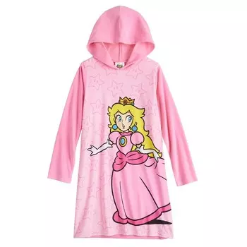 Платье Nintendo Princess персикового цвета с длинными рукавами и капюшоном для девочек 4–10 лет Licensed Character, розовый