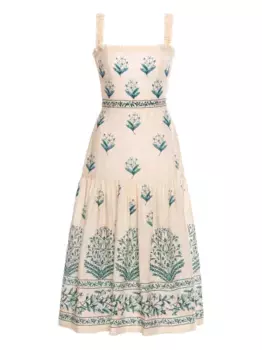 Платье Nispero Ceiba с оборками и цветочным принтом AGUA BY AGUA BENDITA, белый