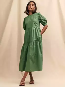 Платье Nobody's Child Rochelle Organic Cotton Midi, зеленый