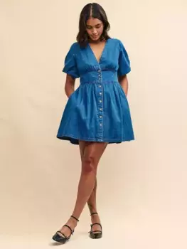 Платье Nobody's Child Starlight Organic Cotton Denim Mini, цвет mid wash blue