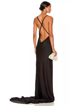 Платье Norma Kamali Cross Back Bias Gown, черный