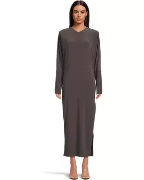 Платье Norma Kamali Dolman V-Neck Side Slit Gown With Shoulder Pads, цвет Espresso