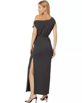 Платье Norma Kamali Drop Shoulder Gown, темно-серый