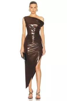 Платье Norma Kamali Drop Shoulder Side Drape Gown, цвет Chocolate