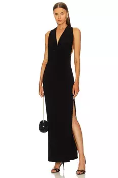 Платье Norma Kamali Halter Neeta Side Slit Gown, черный