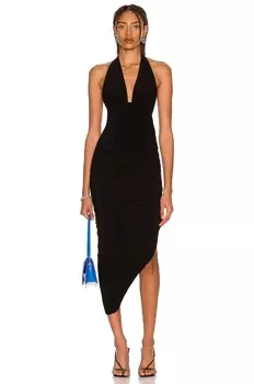 Платье Norma Kamali Halter Side Drape Gown, черный