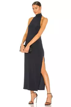 Платье Norma Kamali Halter Turtle Side Slit Gown, цвет Pewter