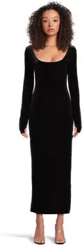 Платье Norma Kamali Long Sleeve Deep Scoop Neck Side Slit Gown, цвет Black 1