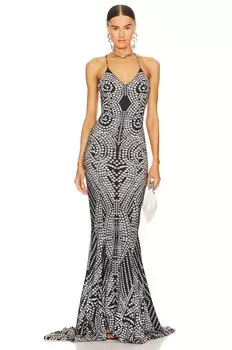 Платье Norma Kamali Low back Slip Mermaid Fishtail Gown, цвет Studs