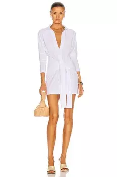Платье Norma Kamali Mini Tie Front NK Shirt, белый