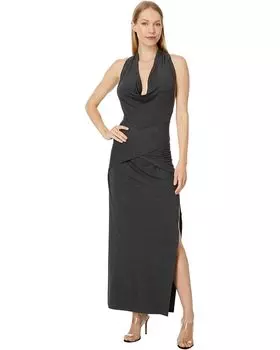 Платье Norma Kamali Neeta Tie Front Side Slit Gown, цвет Dark Grey
