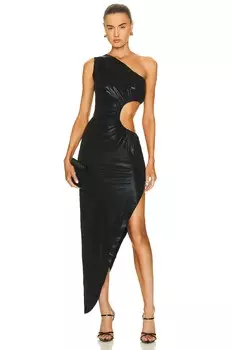 Платье Norma Kamali One Shoulder Sunburst Gown, черный