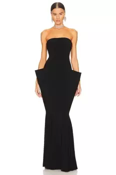 Платье Norma Kamali Strapless Wing Fishtail Gown, черный