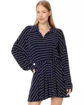 Платье Norma Kamali Super Oversized Bf Nk Shirt Flared Mini, синий