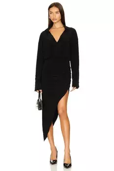 Платье Norma Kamali x REVOLVE Boyfriend Shirt Side Drape Gown, черный