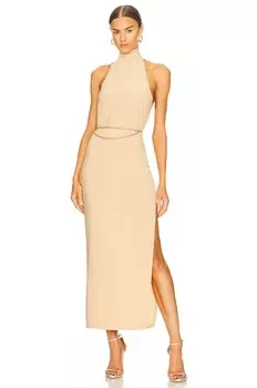 Платье Norma Kamali x REVOLVE Halter Turtle Side Slit Gown, цвет Blonde