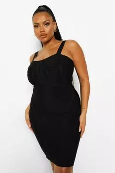 Платье-обдикон plus bandage sculpt corset Boohoo, черный