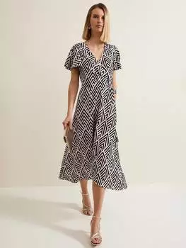 Платье-обертка миди с геометрическим принтом julissa Phase Eight, черный/разноцветный