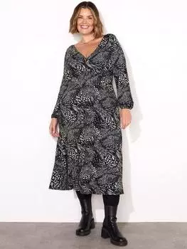 Платье-обертка с моно складками по изгибу Live Unlimited, черный