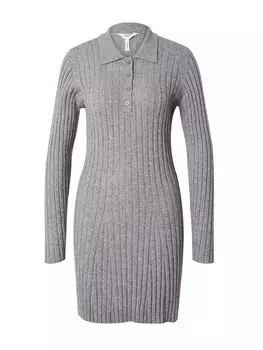 Платье OBJECT Knitted dress THESS, цвет mottled grey
