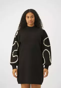 Платье Object OBJDIDI SHORT DRESS, цвет black/sandshell