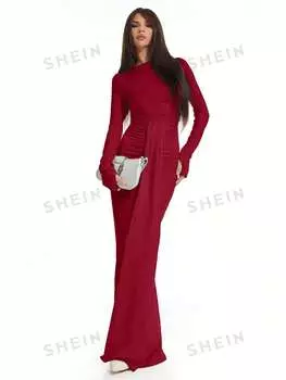 Платье облегающее Musera с драпировкой и рюшами, бургундия