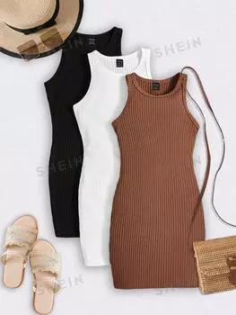 Платье облегающее Shein Lune с круглым вырезом, 3 штуки