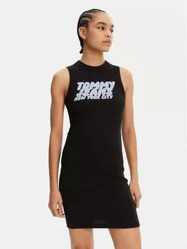 Платье облегающего кроя для повседневной носки Bubble DW0DW21351 Tommy Jeans, черный