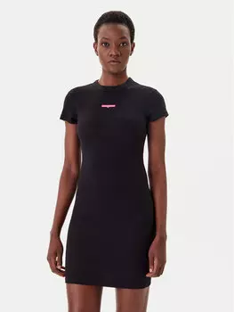 Платье облегающего кроя для повседневной носки Script DW0DW21186 Tommy Jeans, черный