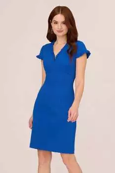 Платье очень короткого кроя и рюшами Adrianna Papell, синий